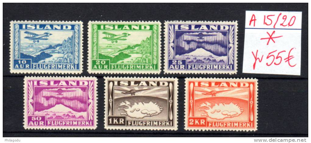 Survol De L’île ISLAND , PA 15 / 20*, Cote 55 €, - Unused Stamps