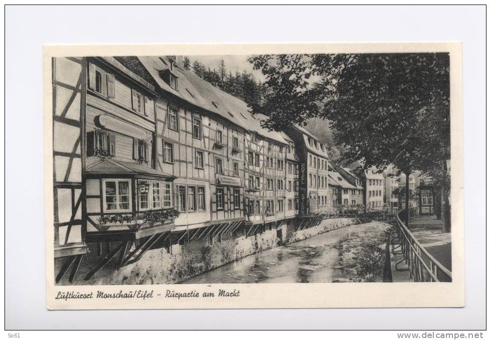 1109.   Luftkurort   Monschau / Eifel - Rurpartie Am Markt  - 1958 - Small Format - Monschau