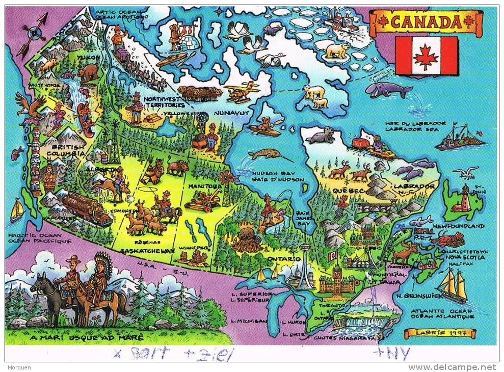 Postal CANADA 2002- Mapa De Canada Y Provincias - Lettres & Documents