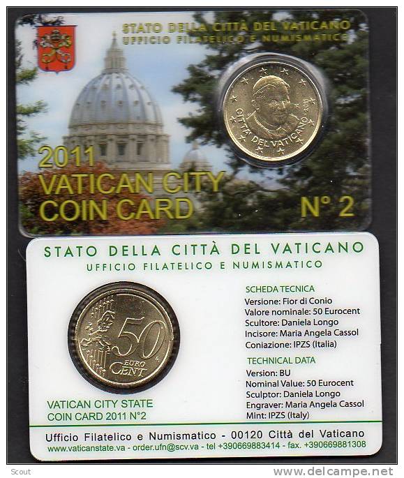 VATICANO – VATICAN CITY - VATICAN - 2011 - 50 CENTESIMI COIN CARD N. 2 - Vaticaanstad