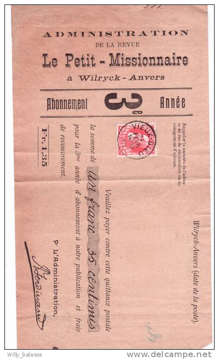 Quittance De Wilrijk Affr N° 74 Càd VIEUX-DIEUX/1910 - 1905 Grosse Barbe