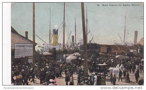 Washington Seattle Boats Leaving For Alaska 1909 - Seattle