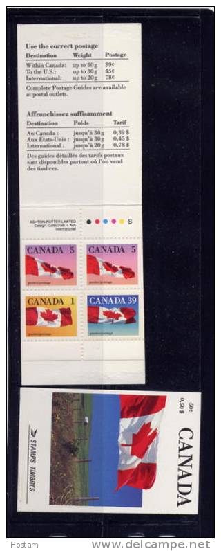 Canada, 1990, # 111,  50 Cents  FLAGS    With A Tagging Error On The 1 Cent Stamp - Full Booklets