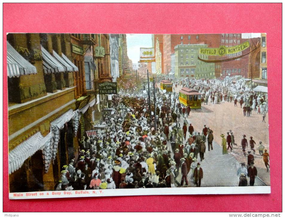 - New York > Buffalo-- MainStreet On A Busy Day Trolley  Ca 1910--  1910 Cancel     - Ref 484 - Buffalo