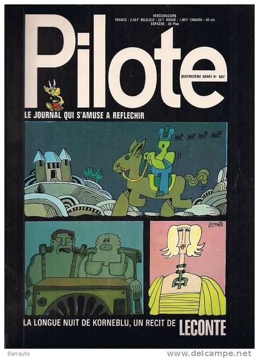 PILOTE N° 667 Du 17 /08/1972  .Dessin Couverture Signé LECONTE. LA LONGUE NUIT De KORNEBLU. - Pilote