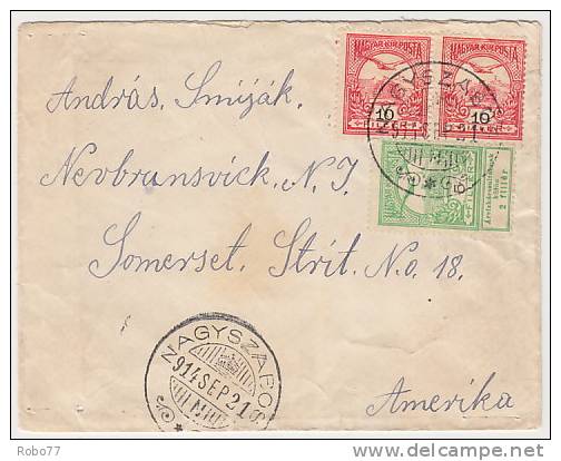 1914 Hungary Cover Sent To Amerika, USA. Nagyszabos 914.Sep.21. - Slavosovce. (G13c215) - Storia Postale