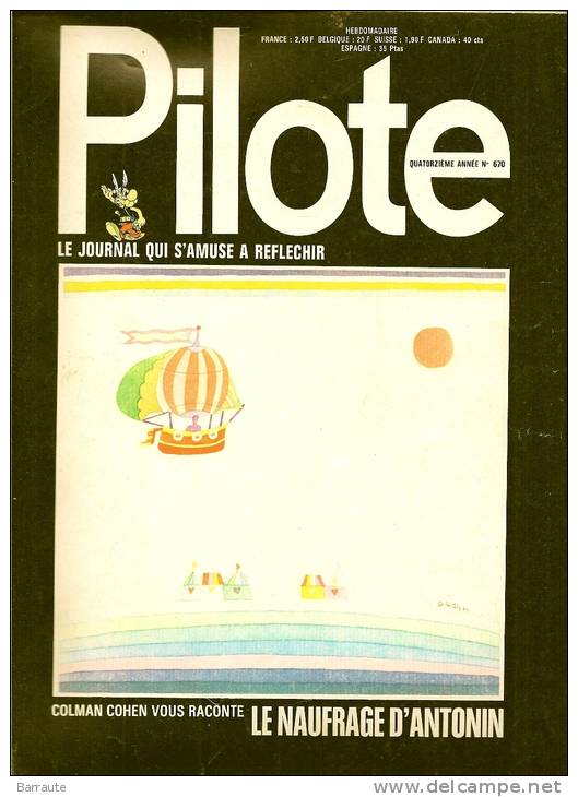PILOTE N° 670 Du 7 /09/1972  .Dessin Couverture Signée COLMAN COHEN. LA LONGUE NUIT De KORNEBLU. - Pilote