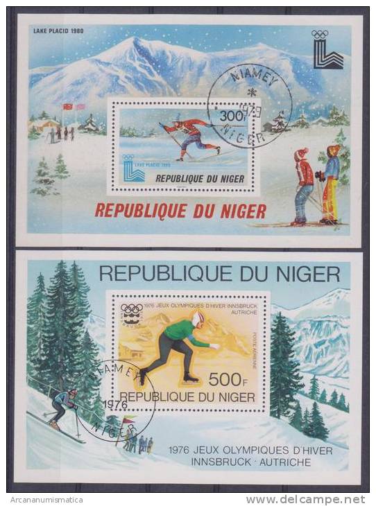 NIGER  2  Blocks  "INNSBRUCK 1976 + LAKE PLACID 1980"      S-507 - Winter 1976: Innsbruck