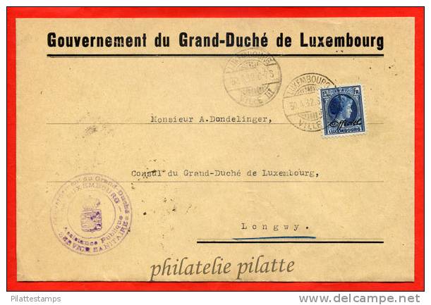 LUXEMBOURG LETTRE OFFICIELLE DE 1932 DE LUXEMBOURG POUR LONGWY FRANCE - Servizio