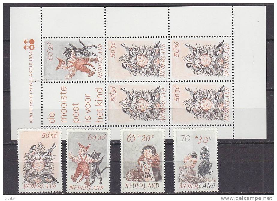 B2261 - NEDERLAND PAYS BAS Yv N°1193/96 + BF ** ANIMAUX ANIMALS - Unused Stamps