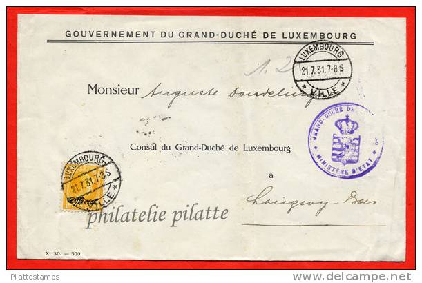 LUXEMBOURG LETTRE OFFICIELLE DE 1931 DE LUXEMBOURG POUR LONGWY FRANCE - Servizio