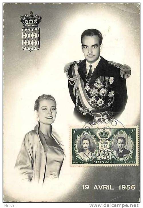 -monaco  -ref Gd Format -ref 271-monaco -prince Rainier Et Grace De Monaco - Famille Royale - 19avril 1956 - - Autres & Non Classés