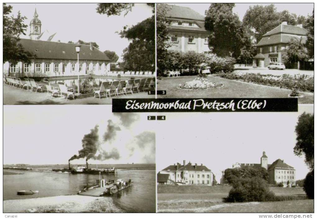 AK Eisenmoorbad Pretzsch: Kulturhaus, Elbfähre, Kinderheim, Gel, 1978 - Bad Schmiedeberg