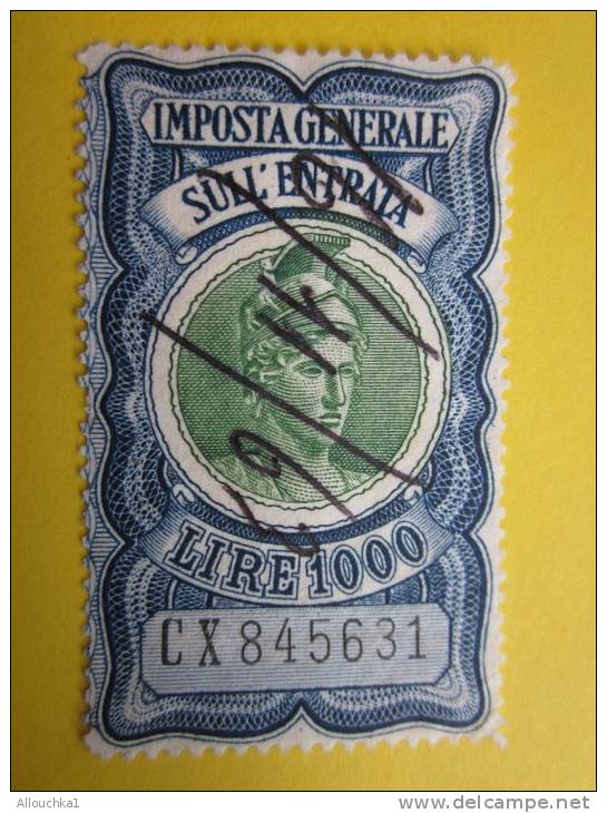 16/11/1863 Italie Italia(colonie Concession Éthiopie Timbre Fiscales Fiscaux:imposta Général-sull' Entrata:Lire 1000 - Ethiopia