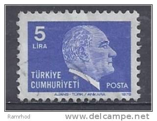 TURKEY 1979 Kemal Ataturk - 5l Blue And Light Blue FU - Oblitérés