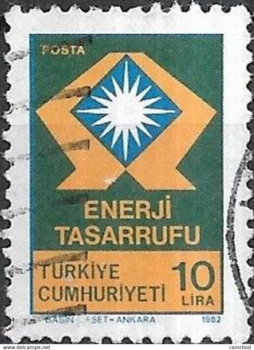 TURKEY 1982 Energy Conservation. - 10l - Yellow, Blue & Green FU - Used Stamps