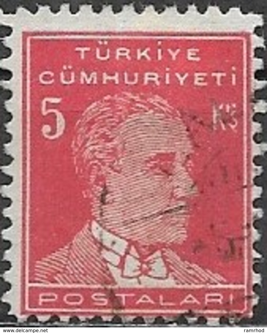 TURKEY 1931 Kemal Ataturk - 5k Red FU - Usati