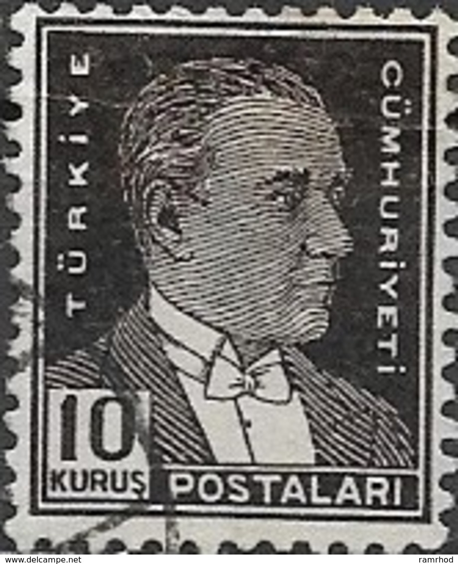 TURKEY 1931 Kemal Ataturk - 10k - Black FU - Oblitérés