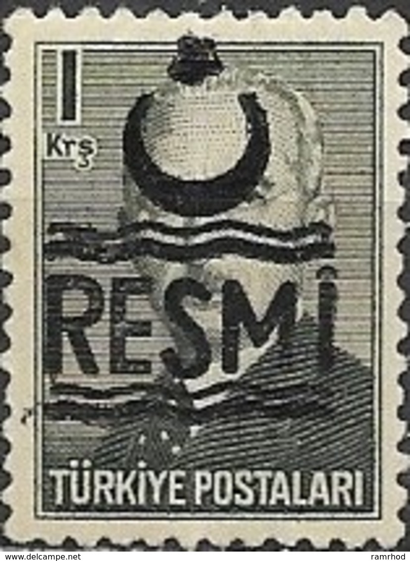 TURKEY 1955 Official -Inonu - 1k - Black. MNH - Francobolli Di Servizio