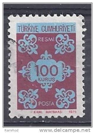 TURKEY 1975 Official -   Red And Blue - 100k. FU - Francobolli Di Servizio