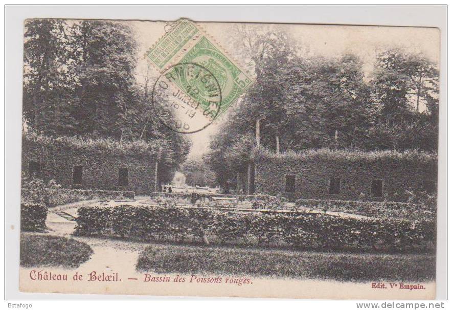 CPA CHATEAU DE BELOEIL BASSIN DES POISSONS ROUGES EN 1908 - Beloeil