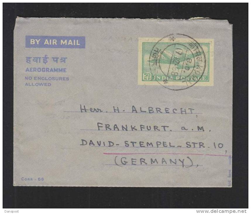 India Postage Aerogramm Terizhandur Circ. 1958 To Germany - Covers & Documents