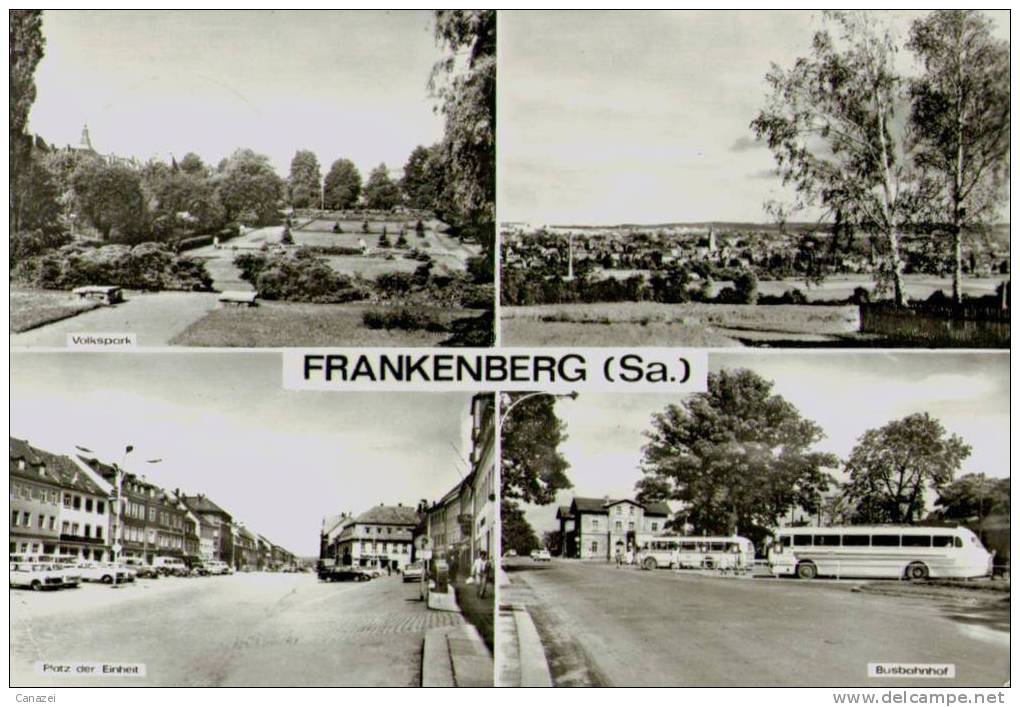 AK Frankenberg: Volkspark, Busbahnhof, Platz Der Einheit, Gel, 1972 - Frankenberg