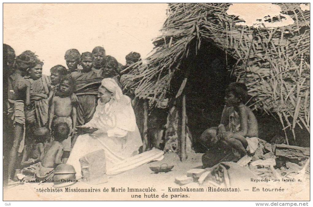 Inde-Kumbakonam (Hindoustan) Cahtéchistes Missionnaires De Marie Immaculée- Hutte De Parias (1)-Etat =voir Description - India