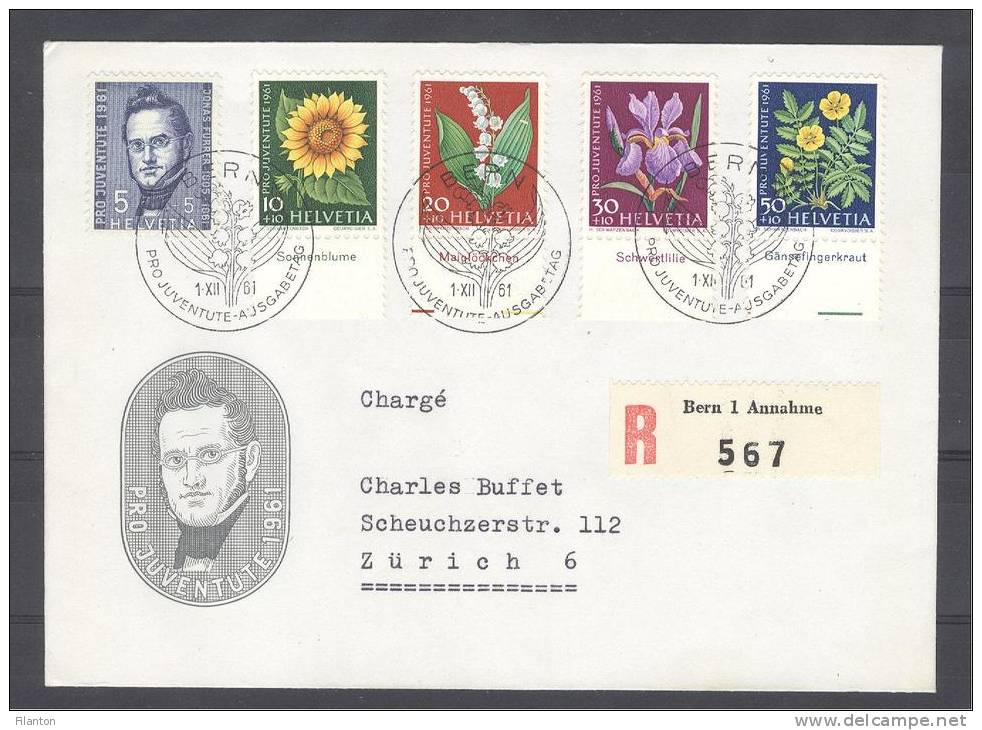 HELVETIA - Mi Nr 742/746 Sur FDC Reco (ref. 1546) - Pro Juventute - Bogenrand - Bord De Feuille Avec Nom - Storia Postale