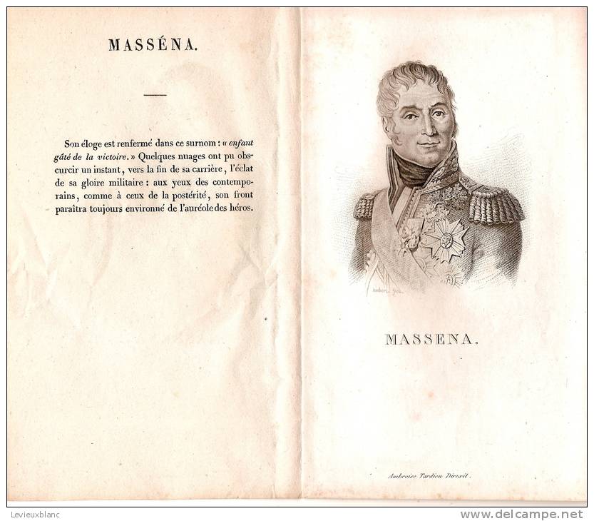 Napoléon/Empereur/Gravure     /  Masséna/Maréchal De France/Panckoucke/Tardieu     /1818                   NAP2 - Documents Historiques
