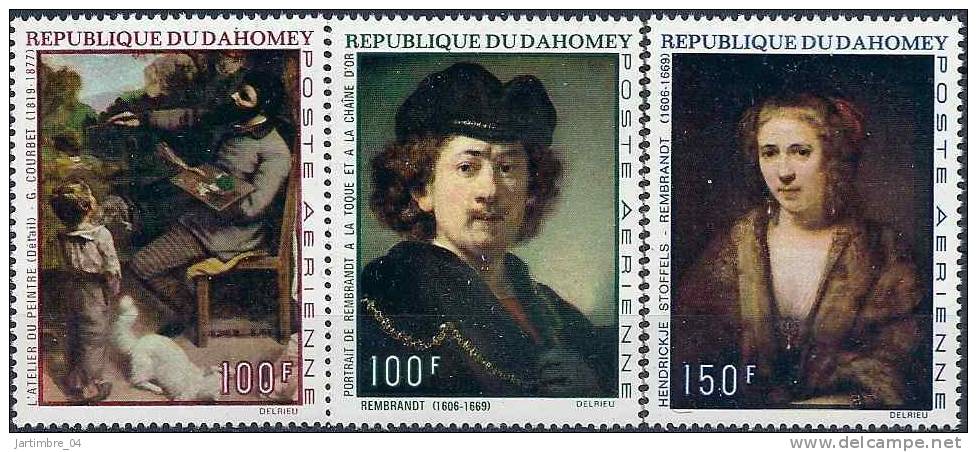 1970 DAHOMEY PA 117-19** Tableaux, Courbet, Rembrandt - Bénin – Dahomey (1960-...)