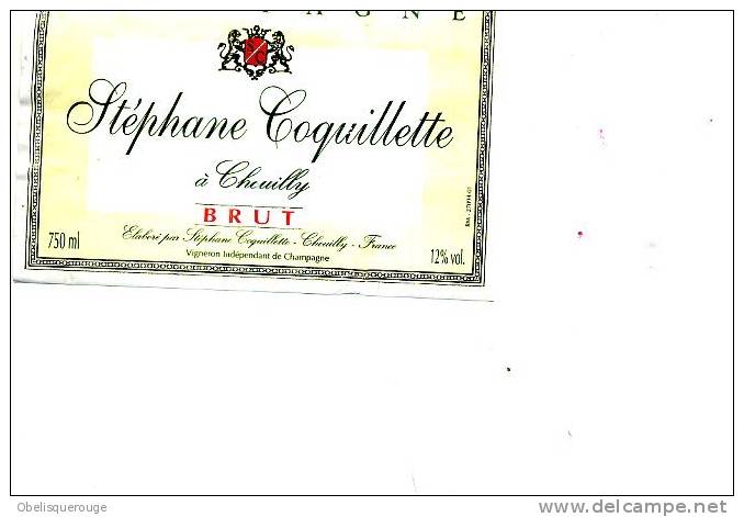 CHAMPAGNE STEPHANE COQUILLETTE CHOUILLY 2 ETIQUETTES - Champagne