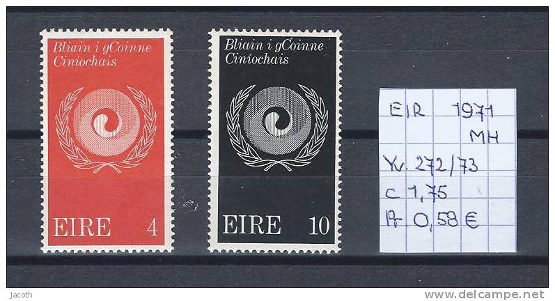 Eire 1971 - Yv. 272/73 Postfris Met Plakker/neuf Avec Charnière/MH - Unused Stamps