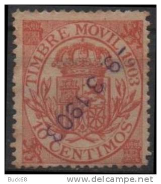 ESPAGNE ESPANA Timbre Movil 1903 Surcharge 9 Mars 1903 - Timbre Fiscal ? - Fiscaux-postaux