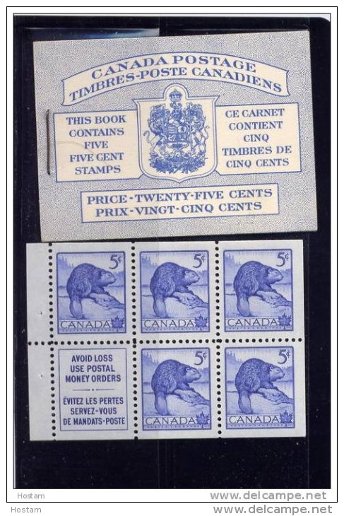 CANADA, 1954, # 48a  Pane # 336a, Wildlife Issue. - Carnets Complets