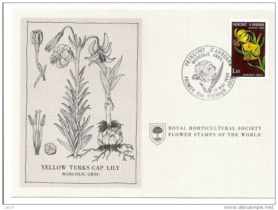 Carte 1er Jour - Principauté D'Andorre - Fleur - Yellow Turks Cap Lily - Andere & Zonder Classificatie