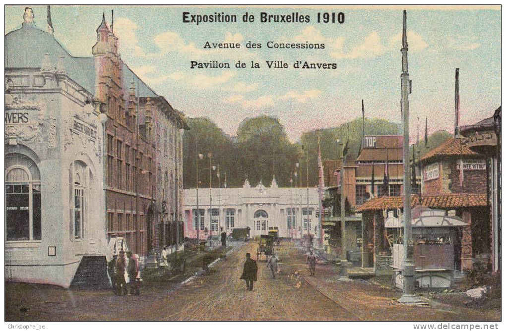 Brussel, Bruxelles Exposition De Bruxelles 1910, Avenue Des Concessions, Pavillon De La Ville D'Anvers  (pk10272) - Fêtes, événements