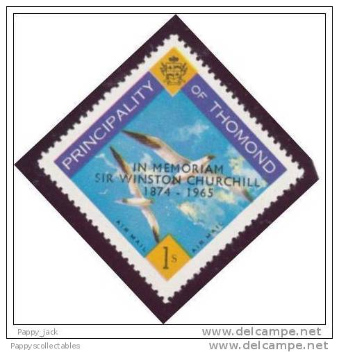 LABEL THOMOND Diamond Shaped Birds Sea Gulls Air Mail  CHURCHILL  Ovp´t In BLACK 1965 MNH - Etichette Di Fantasia