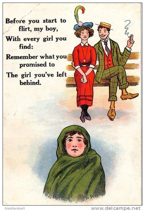 FLIRTING, A &amp; SO, Posted Ashton Under Lyne 1920? - Humour