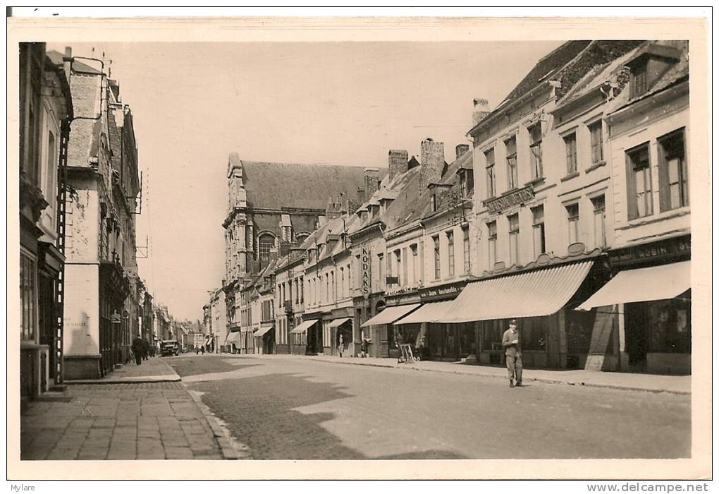 Cpsm62 Aire Sur La Lys Rue De St Omer - Aire Sur La Lys