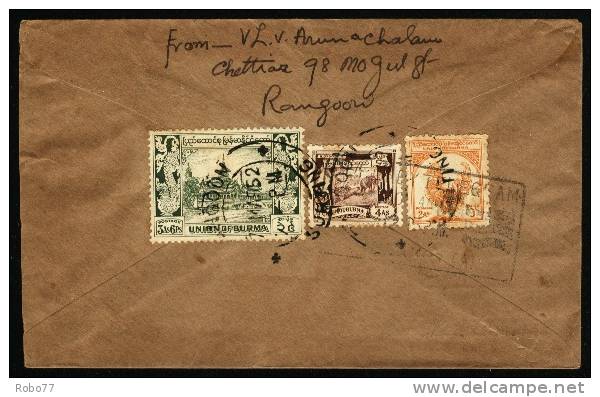 Burma Air Mail Letter, Cover Sent To Devakottai. Rangoon.  (H159c005) - Burma (...-1947)
