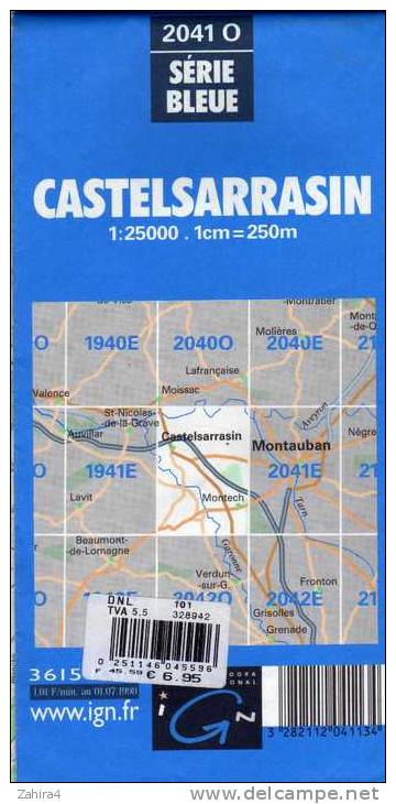 I.G.N. -  2041 O - Séris Bleue - Castelsarrasin - Compatible G.P.S - Topographical Maps