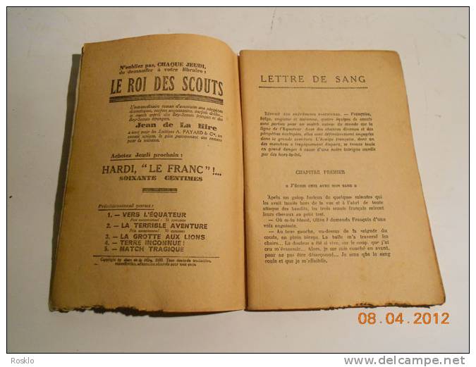 LIVRE / LE ROI DES SCOUTS N° 6 Lettre De Sang  / EDT FAYARD 1930 - Scouting
