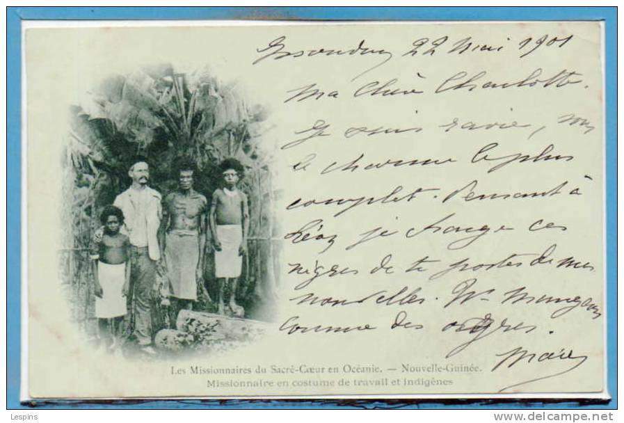 Océanie - NOUVELLE GUINEE --  Missionnaire En Costume De Travail Et Indigène - Papouasie-Nouvelle-Guinée