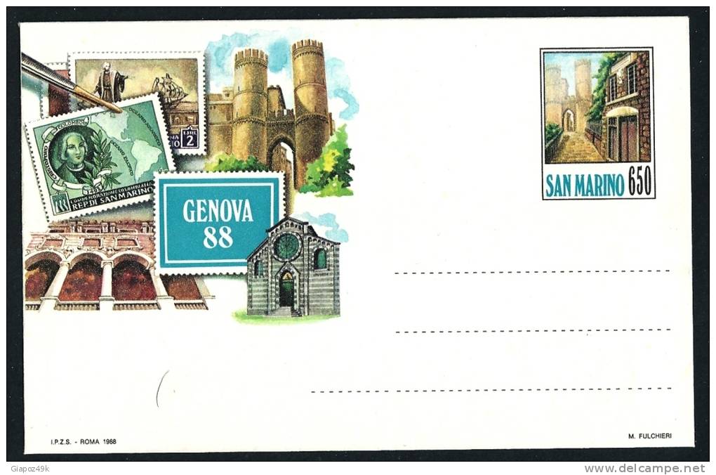 ● San MARINO 1988 - GENOVA '88 - BUSTE POSTALI ** , Serie Completa - Cat. ? € - Interi Postali