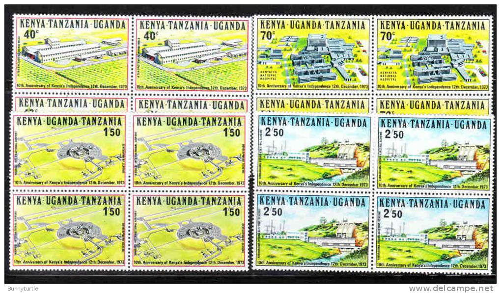 Kenya Uganda Tanzania KUT 1973 Hospital Airport Hydroelectric Plant Blk Of 4 MNH - Kenya, Ouganda & Tanzanie