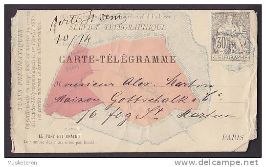 France Postal Stationery Ganzsache Entier Carte-Télégramme 1882 (2 Scans) - Pneumatiques