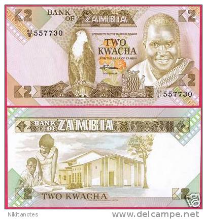 ZAMBIA BANKNOTE 2 KWACHA P24 UNC - Sambia