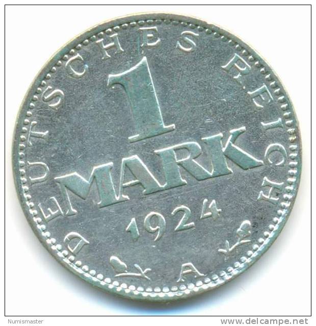 GERMANY , 1 MARK 1924 A - 1 Mark & 1 Reichsmark