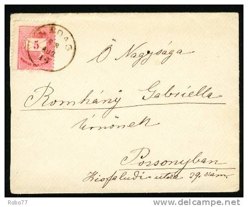 1888 Hungary Cover Sent To Pozsonyban. Nadas 88.Aug.16. (G13c210) - Storia Postale